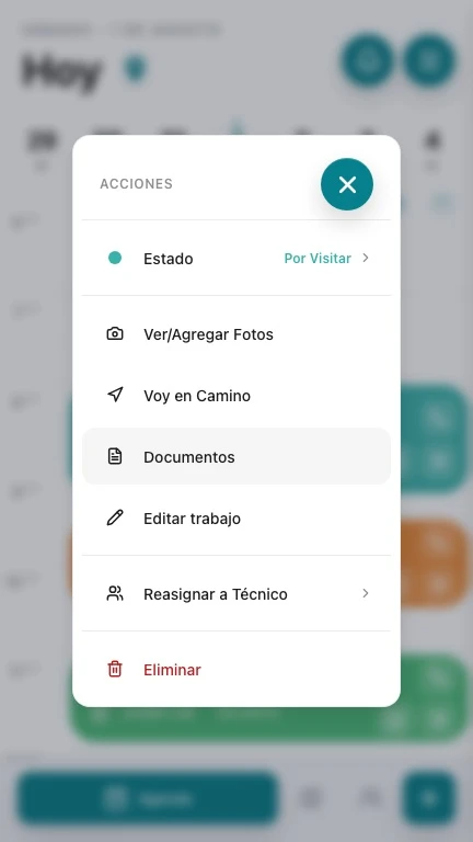 Panel de herramientas del técnico en HomiApp