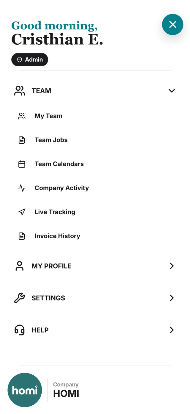 Panel de herramientas del técnico en HomiApp